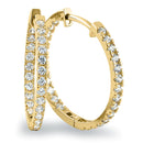 Solid 14K Yellow Gold 1.3mm x 20mm Clear Lab Diamonds Hoop Earrings - Shryne Diamanti & Co.
