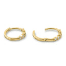 Solid 14K Yellow Gold 1mm x 12.3mm Round Clear Lab Diamonds Hoop Earrings - Shryne Diamanti & Co.