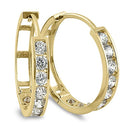 Solid 14K Yellow Gold 3 x 15mm Round Lab Diamonds Hoop Earrings - Shryne Diamanti & Co.