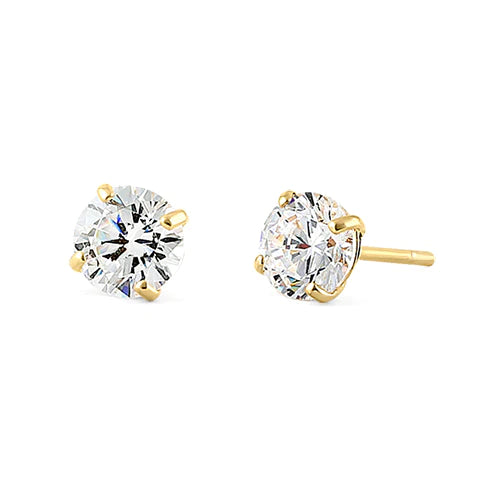 .5 ct Solid 14K Yellow Gold 4mm Round Cut Clear Lab Diamonds Earrings - Shryne Diamanti & Co.
