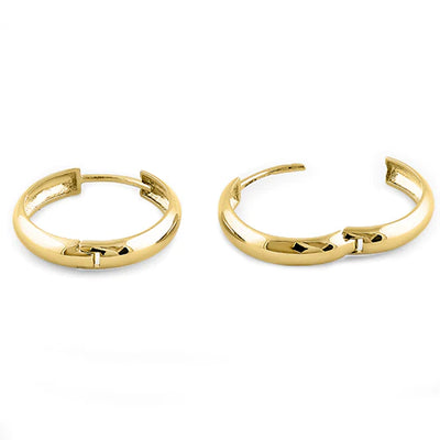 Solid 14K Yellow Gold 4mm x 16mm Plain Hoop Earrings - Shryne Diamanti & Co.