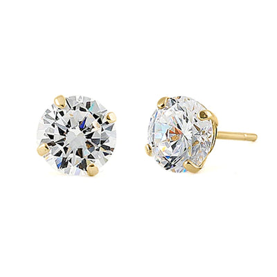 .92 ct Solid 14K Yellow Gold 5mm Round Cut Clear Lab Diamonds Earrings - Shryne Diamanti & Co.