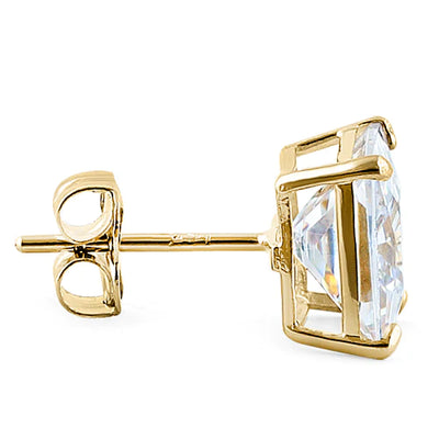 2.48 ct Solid 14K Yellow Gold 6mm Princess Cut Clear Lab Diamonds Earrings - Shryne Diamanti & Co.