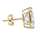 3.92 ct Solid 14K Yellow Gold 7mm Princess Cut Clear Lab Diamonds Earrings - Shryne Diamanti & Co.