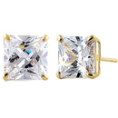 3.92 ct Solid 14K Yellow Gold 7mm Princess Cut Clear Lab Diamonds Earrings - Shryne Diamanti & Co.