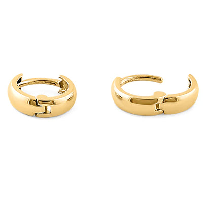 Solid 14K Yellow Gold Plain Hoop Earrings - Shryne Diamanti & Co.