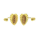 14K Solid Gold Lady of Guadalupe 2 Tone Heart-Shape W.Screw-Back Stud Earrings - Shryne Diamanti & Co.