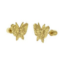 14K Solid Gold Screw Back Butterfly Stud Earrings - Shryne Diamanti & Co.