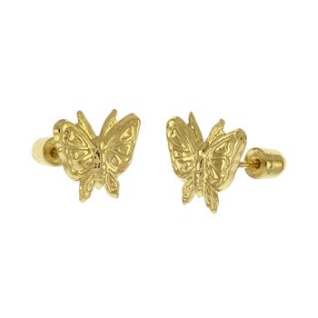 14K Solid Gold Screw Back Butterfly Stud Earrings - Shryne Diamanti & Co.