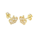 14K Solid Yellow Gold Lab Diamonds Crown Stud Earrings W. Push Back - Shryne Diamanti & Co.
