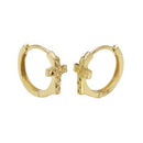 14K Solid Yellow Gold D/C Cross Huggie Hoop Earrings - Shryne Diamanti & Co.