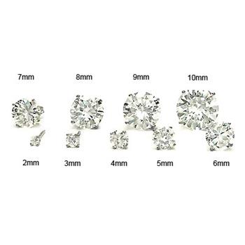 14K White Gold Round Lab Diamonds 4 Prongs Basket Stud Earrings W. Push Back - Shryne Diamanti & Co.