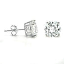 14K White Gold Round Lab Diamonds 4 Prongs Basket Stud Earrings W. Push Back - Shryne Diamanti & Co.