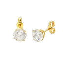 14K Yellow Gold 4 Prong Basket Round Lab Diamonds W. Push Back Stud Earrings - Shryne Diamanti & Co.