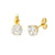 14K Yellow Gold 4 Prong Basket Round Lab Diamonds W. Push Back Stud Earrings - Shryne Diamanti & Co.