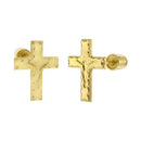 14K Yellow Gold Crucifix Cross Stud Earrings W. Screw Back - Shryne Diamanti & Co.