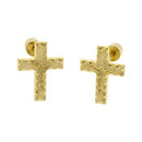 14K Yellow Gold Crucifix Cross Stud Earrings W. Screw Back - Shryne Diamanti & Co.