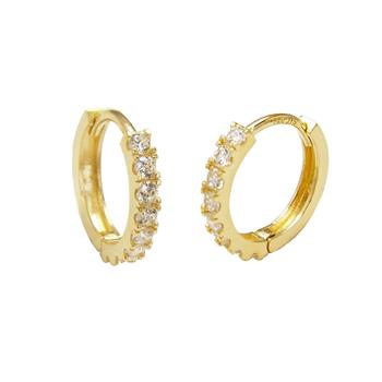 14K Yellow Gold Cubic Zirconia Huggie Hoop Earrings - Shryne Diamanti & Co.