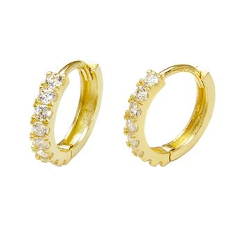 14K Yellow Gold Cubic Zirconia Huggie Hoop Earrings - Shryne Diamanti & Co.