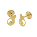14K Yellow Gold Cute Goldfish W. Screw-Back Stud Earrings - Shryne Diamanti & Co.