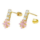 14K Gold 5mm Pink Star Lab Diamonds Earrings W. Screw Back - Shryne Diamanti & Co.