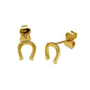 14K Yellow Gold Horseshoe Stud Earrings W. Push Back - Shryne Diamanti & Co.