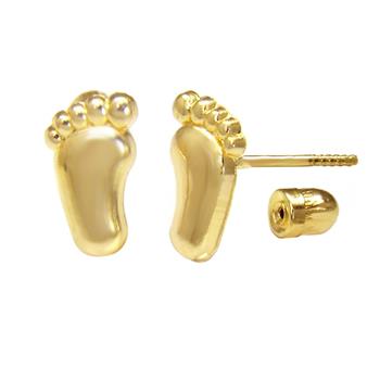 14K Gold Baby Feet Stud Earrings W. Screw-Back - Shryne Diamanti & Co.