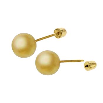 14K Yellow Gold Polished Ball W. Screw Back Stud Earrings - Shryne Diamanti & Co.