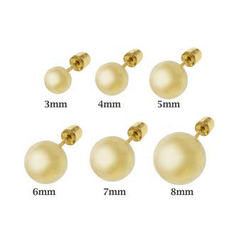 14K Yellow Gold Polished Ball W. Screw Back Stud Earrings - Shryne Diamanti & Co.