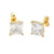 14K Yellow Gold Lab Diamonds Princess-Cut 4 Prong Basket W. Push Back Stud Earrings - Shryne Diamanti & Co.