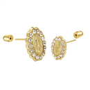 14K Yellow Gold Lady Of Guadalupe W. Screw-Back Stud Earrings - Shryne Diamanti & Co.