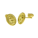 14K Solid Gold Lady of Guadalupe W. Screw-Back Stud Earrings