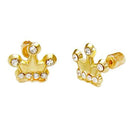 14K Gold Crown W. Screw-Back Stud Earrings - Shryne Diamanti & Co.