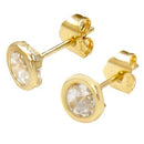 14K Yellow Gold Round Lab Diamonds Bezel-Set Stud Earrings W. Push Back - Shryne Diamanti & Co.