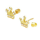 14K Gold Crown W. Screw-Back Stud Earrings - Shryne Diamanti & Co.