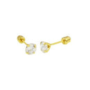 14K Yellow Gold Round Lab Diamonds Stamping Screw Back Stud Earrings - Shryne Diamanti & Co.