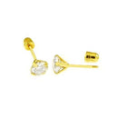14K Yellow Gold Round Lab Diamonds Stamping Screw Back Stud Earrings - Shryne Diamanti & Co.