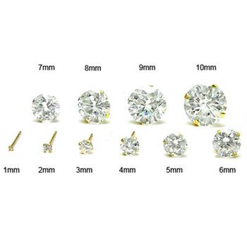 14K Yellow Gold Round Lab Diamonds Stamping Stud Earrings W. Push back - Shryne Diamanti & Co.