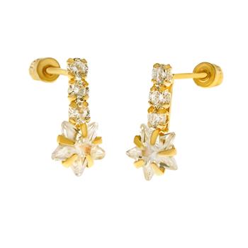 14K Gold Cubic Zirconia Star Stud Earrings With Screw Back - Shryne Diamanti & Co.