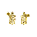 14K Yellow Gold Screw Back Lab Diamonds Turtle Stud Earrings - Shryne Diamanti & Co.