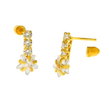 14K Gold Cubic Zirconia Star Stud Earrings With Screw Back - Shryne Diamanti & Co.