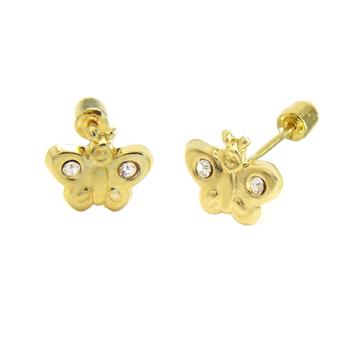 14K Gold Lab Diamonds Butterfly W. Screw-Back Stud Earrings - Shryne Diamanti & Co.