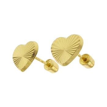 14K Yellow Gold Screw Back D/C Heart Stud Earrings - Shryne Diamanti & Co.