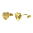 14K Yellow Gold Screw Back D/C Heart Stud Earrings - Shryne Diamanti & Co.