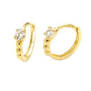 14K Yellow Gold with 3.5mm Round Cubic Zirconia Huggie Hoop Earrings - Shryne Diamanti & Co.