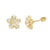 14K Gold Flower Cubic Zirconia Stud Earrings With Screw Back - Shryne Diamanti & Co.