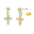 4mm Round Lab Diamonds W. Dangle Cross 14K Gold Earrings W. Screw Back - Shryne Diamanti & Co.