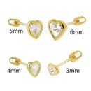 14K Gold Heart Lab Diamonds Bezel-Set Stud Earrings W. Screw-Back - Shryne Diamanti & Co.