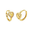 14K Gold Heart W. Cubic Zirconia Huggie Hoop Earrings - Shryne Diamanti & Co.