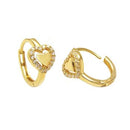 14K Gold Heart W. Cubic Zirconia Huggie Hoop Earrings - Shryne Diamanti & Co.